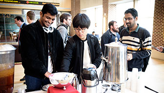 students getting coffee