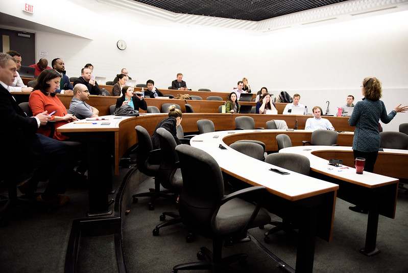 Photo of students in a classroom at SMU Cox