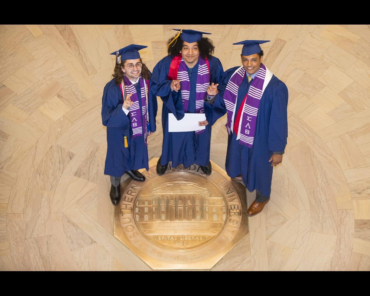 graduation group photo in Dallas Hall