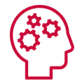 icon of head with gears to symbolize human mind working