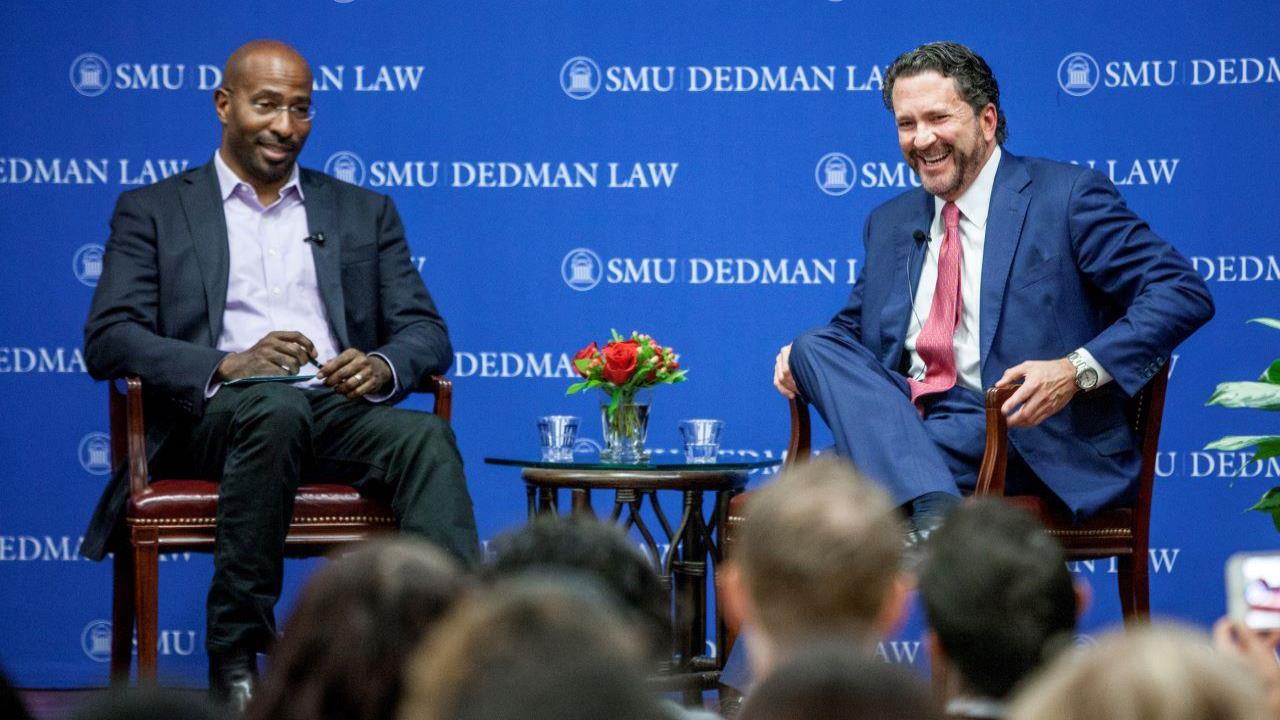 Van Jones and Doug Deason talk about bipartisan criminal justice reform at the Deason Center's Unlikely Allies event