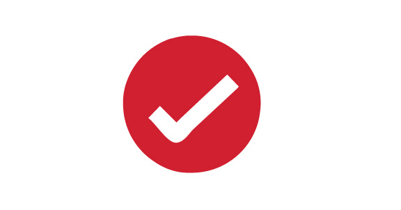 Icon of a white checkmark inside a red circle