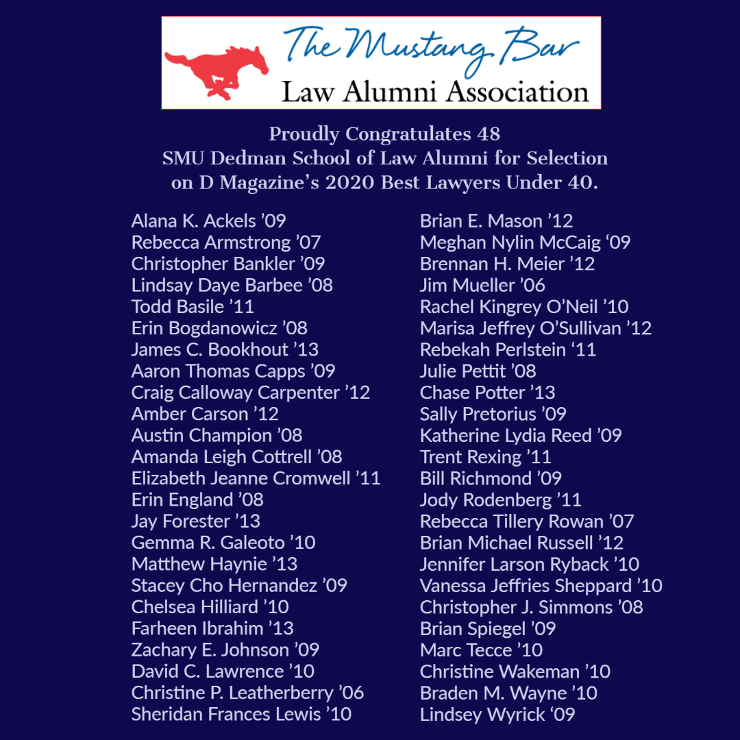 48 Dedman Law Alumni Selected as Best Lawyers Under 40 Among Dallas