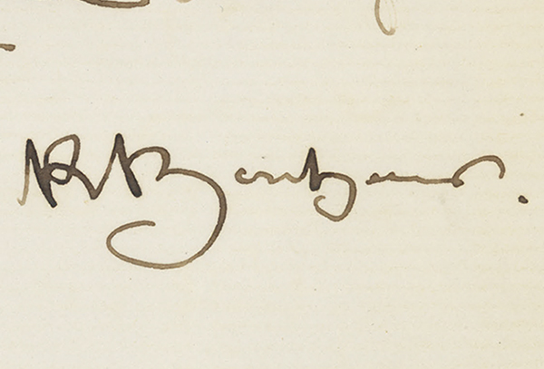 Signature from Rosa Bonheur letter to Paul Chardin, 1861 February 19