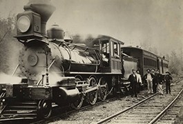  [Barclay Railroad, Locomotive 2 with Tender and Cars], 1895