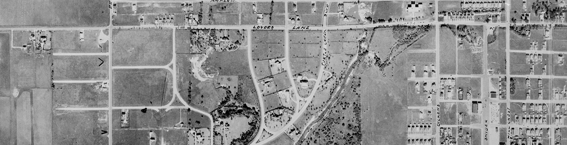 Close up of University Park Area (unlabeled) showing Lovers Lane and Snider Plaza
