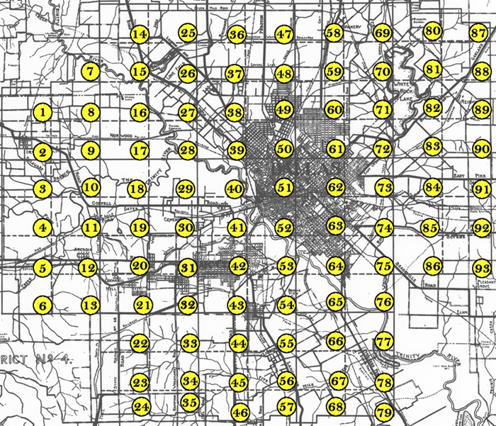 Dallas Historic Aerial Photographs, 1930 Fairchild Survey Map Grid