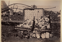 Remains of wet gun cotton gathered from ruins