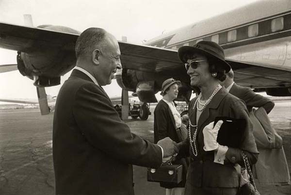 [Stanley Marcus Greeting Coco Chanel at Dallas Love Field Airport]