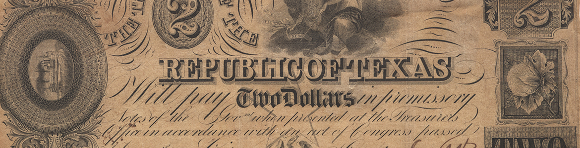 Republic of Texas $2.00 (two dollars) change note