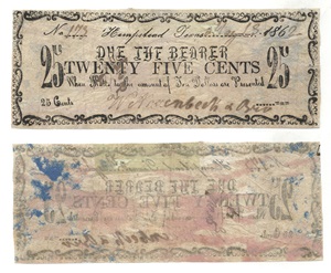  25 cents (twenty five cents) private scrip
