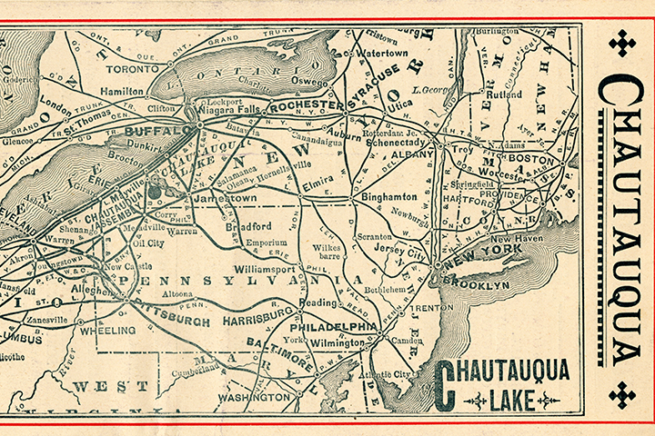 A map of Lake Chautauqua.