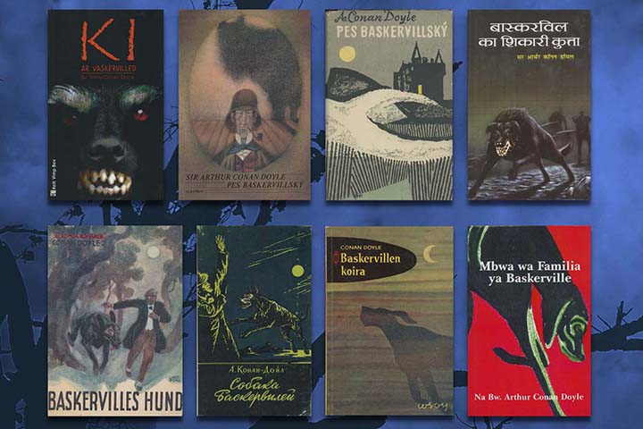 Several cover images of Sherlock Holmes in different languages