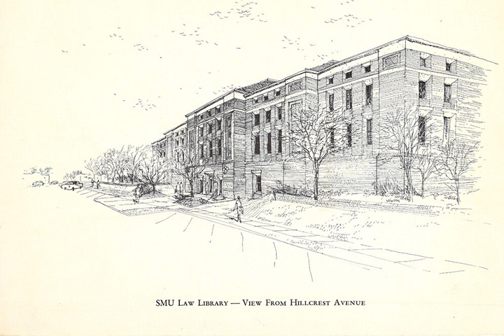 architect's rendering of the Underwood Law Library building