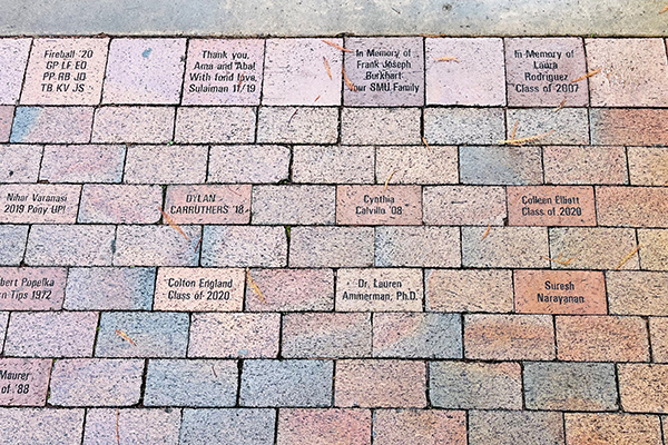 Personalized bricks and pavers on walkway