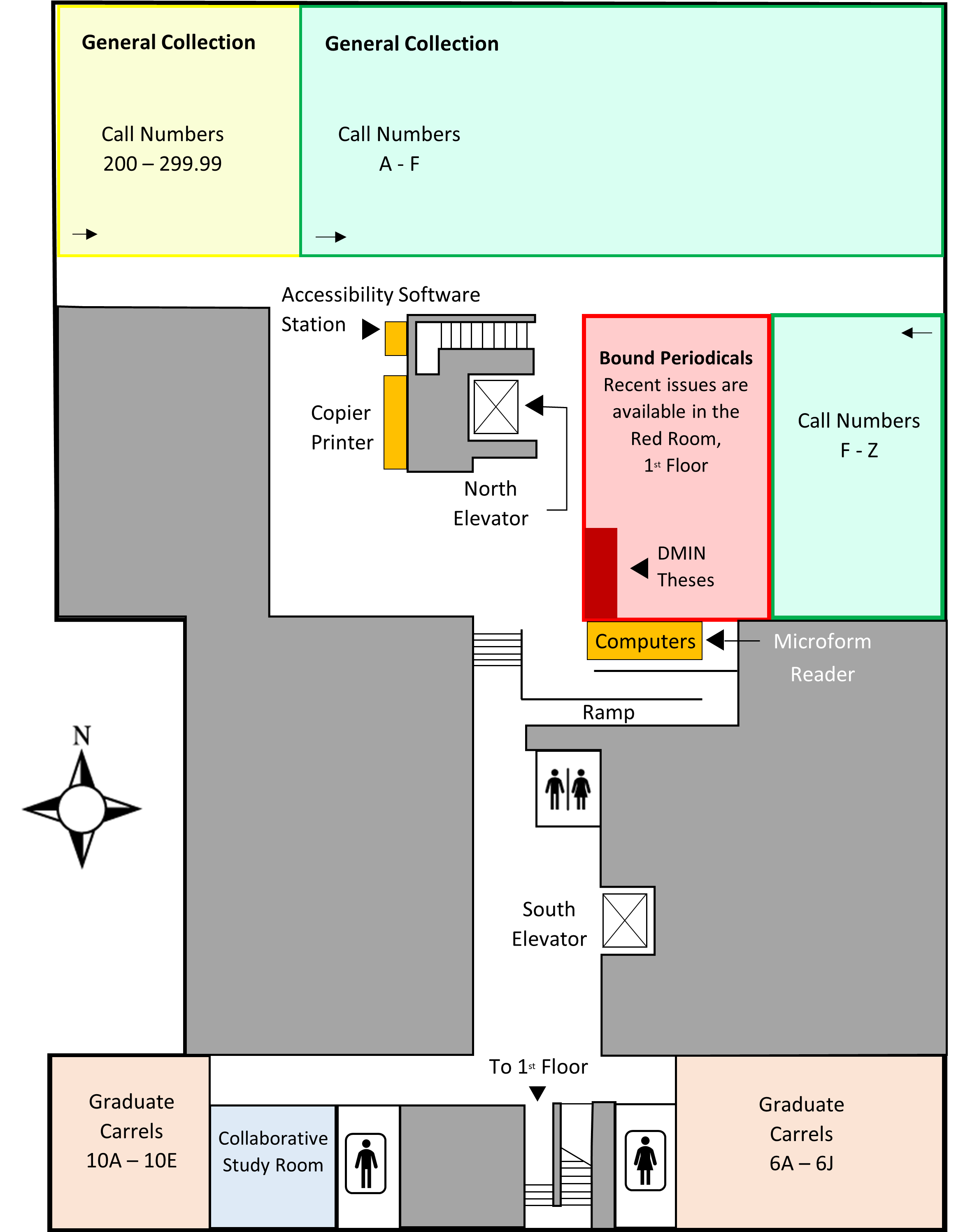 floor plan of Bridwell Library basement