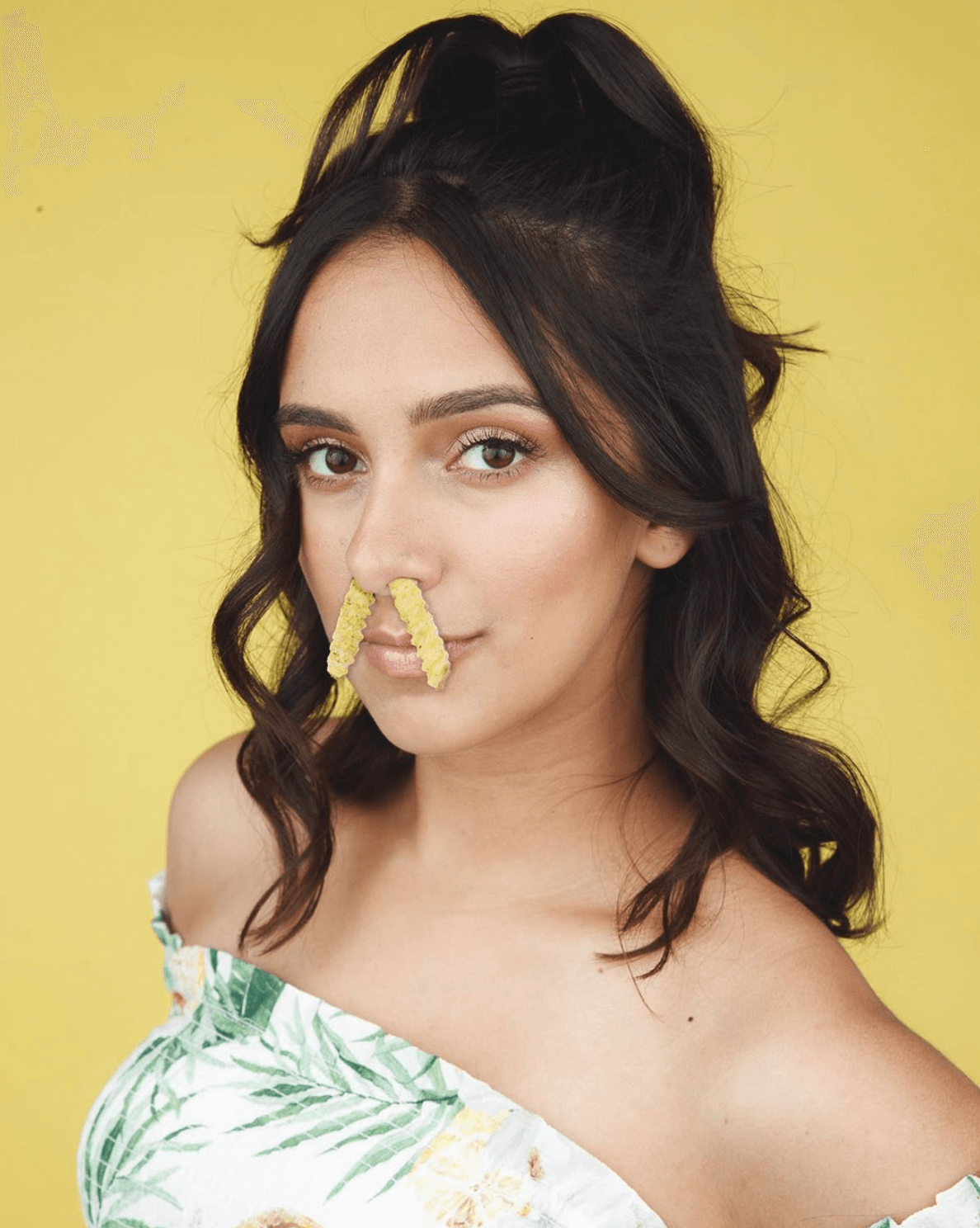 Woman's Portrait, French Fries in nose - Madeline Khare, advertising smu