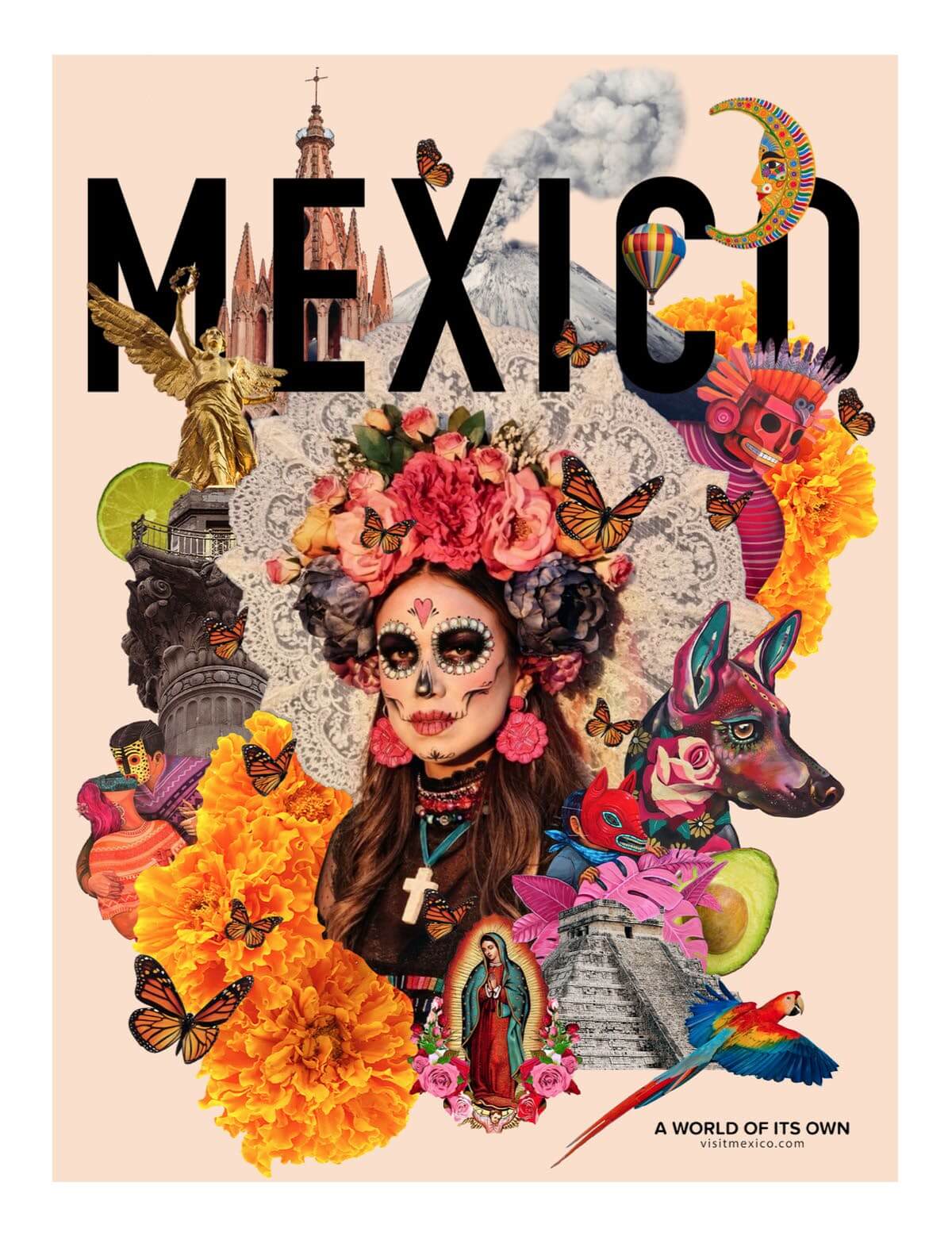 traditional Mexican art style tourism poster