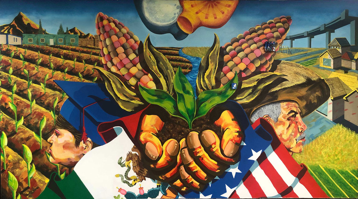 González’s mural at the Consulate of Mexico in Dallas titled "Sembrando el Futuro" (or "Planting the Future").
