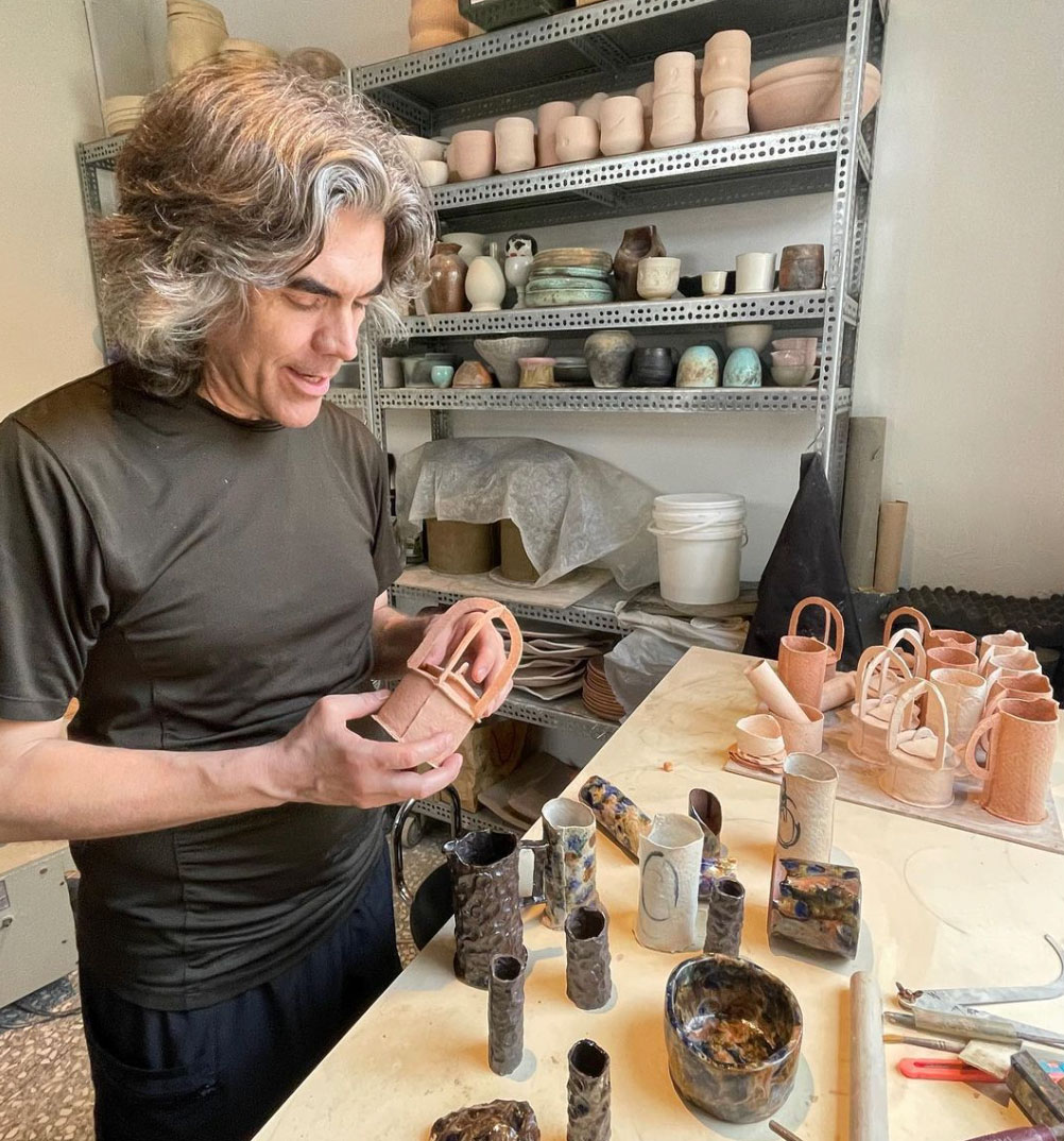 Professor Brian Molanphy leads a pottery workshop at Cloud Forest Collective in Taiwan.