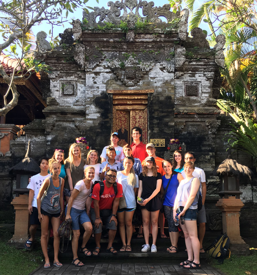 SMU-in-Bali students explore significant historical and artistic sites throughout the island, like this temple.