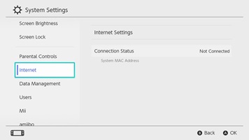 The Nintendo Switch console's MAC address will be listed under 'System MAC Address.'