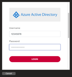 A screenshot of the Azure Active Directory login screen on a Mac.