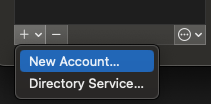 A screenshot of the New Account option in Outlook for Mac.