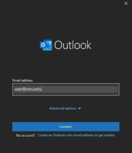 A screenshot of the Outlook login process on PC.