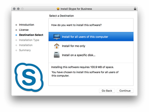 Skype for Business Install Window