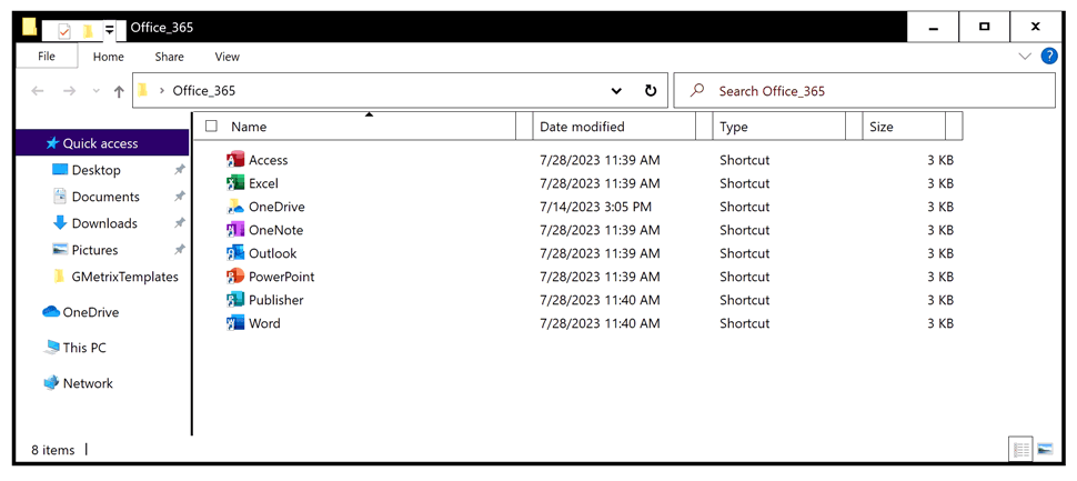 Screenshot of the Microsoft 365 Applications on the desktop.