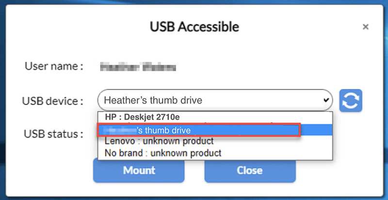 screenshot of selecting USB drive.
