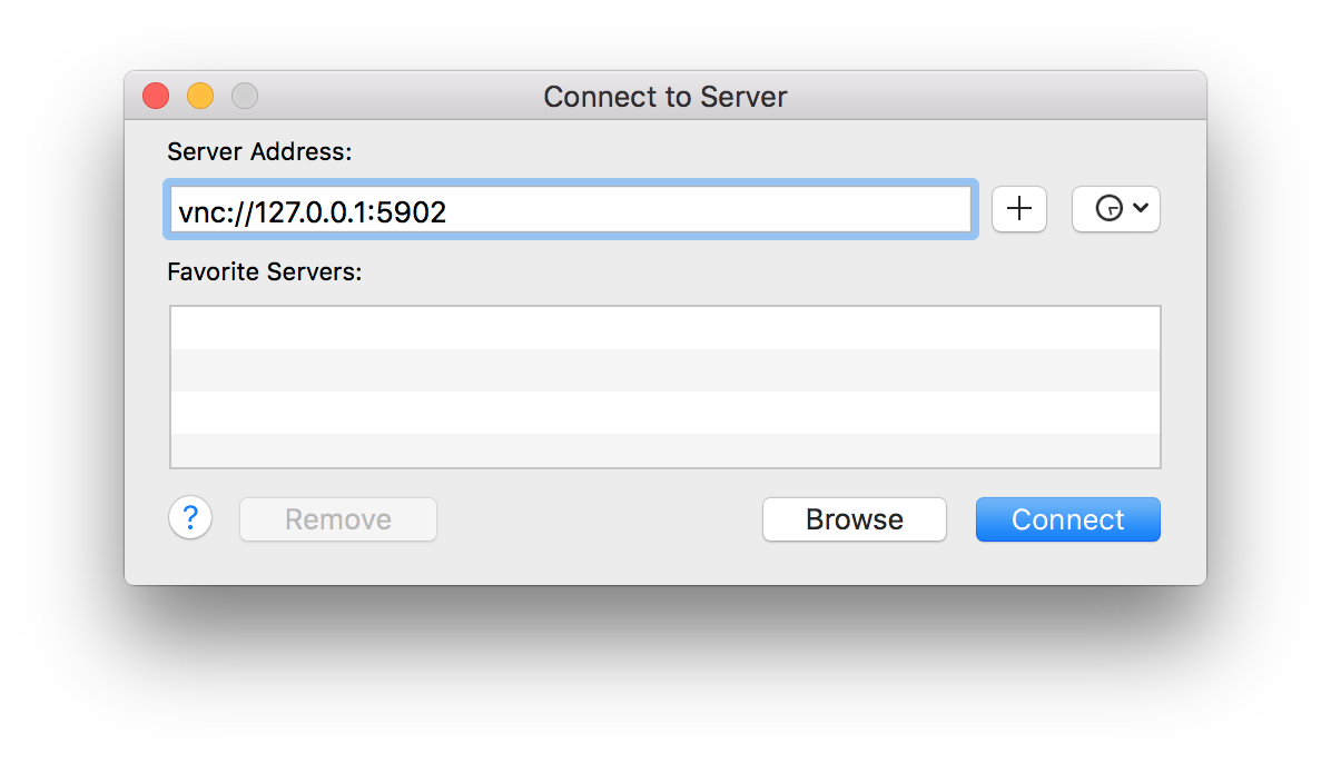 screenshot of the macOS Connect to Server window.