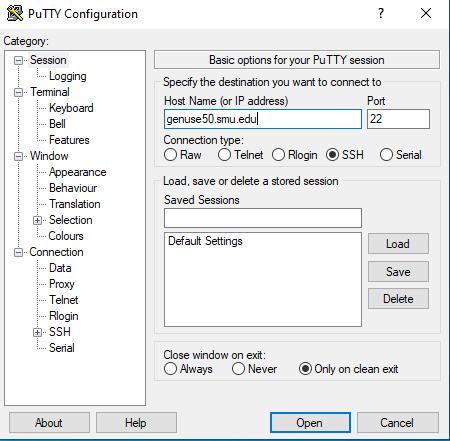 putty login example