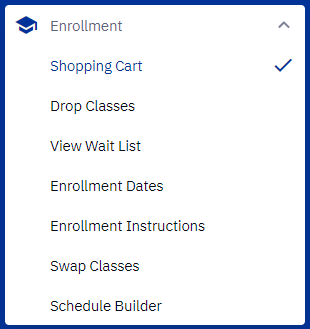 A screenshot of the Enrollment section of the Student Dashboard.