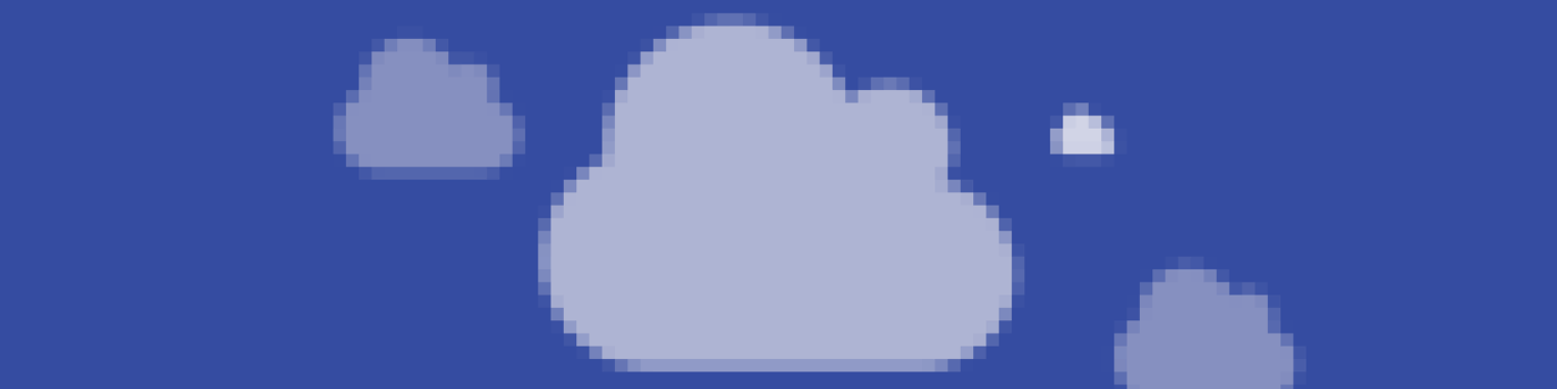 pixelated clouds on a blue background