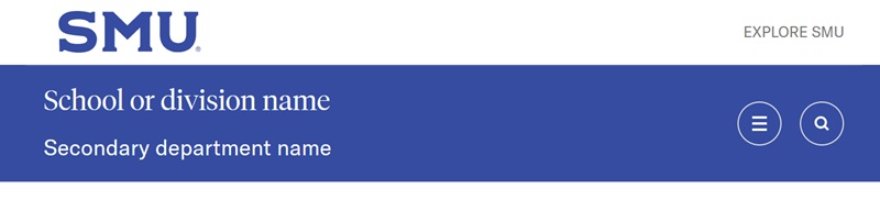 Department masthead with full-width menu system - SMU
