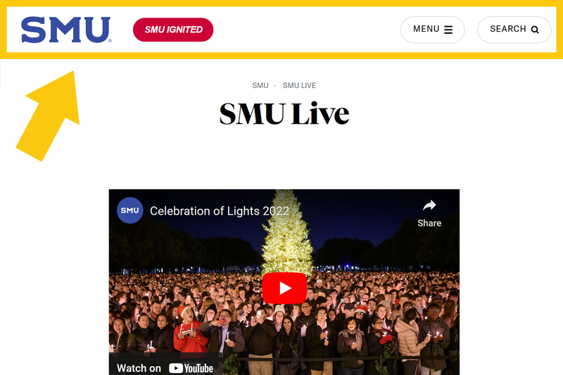 SMU default header and navigation menu - thumbnail image