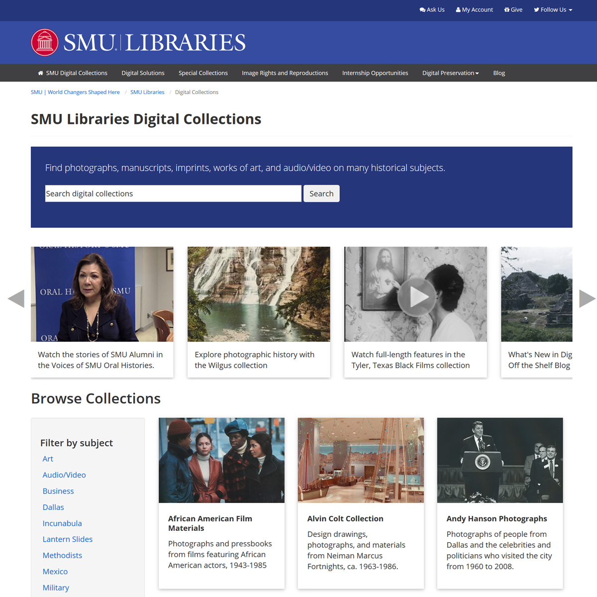 Digital Collections landing page