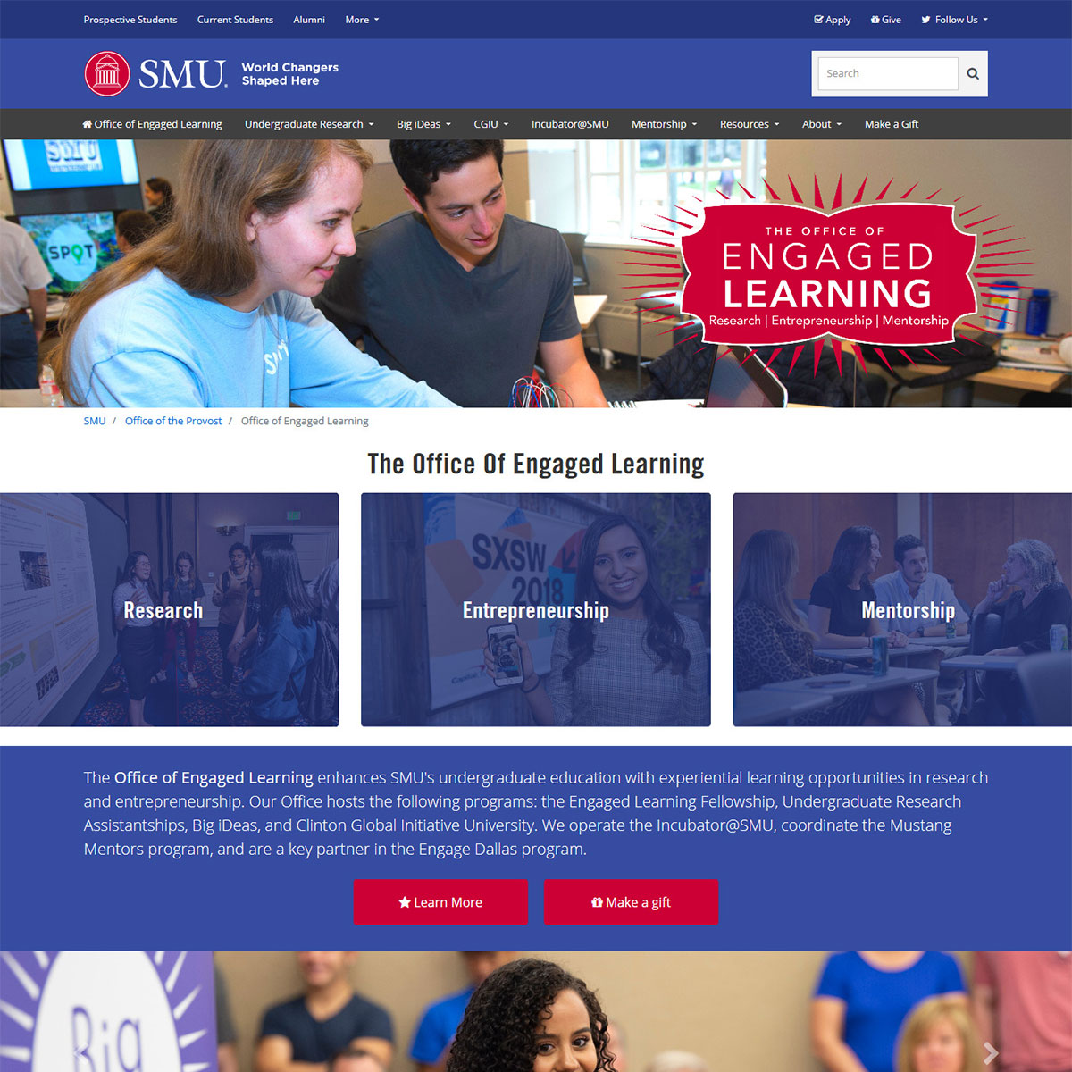 Screenshot of Engaged Learning website