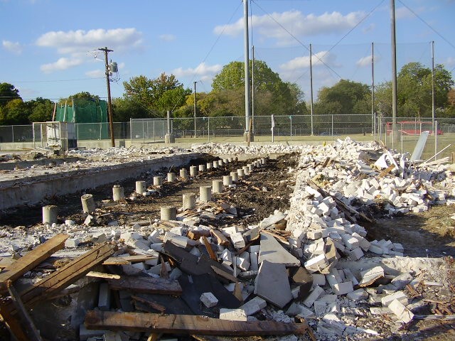 Binkley Parking Center construction and debris