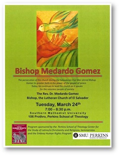 Bishop Medardo Gomez at Perkins School of Theology, Embrey Human Rights Program, Southern Methodist University SMU