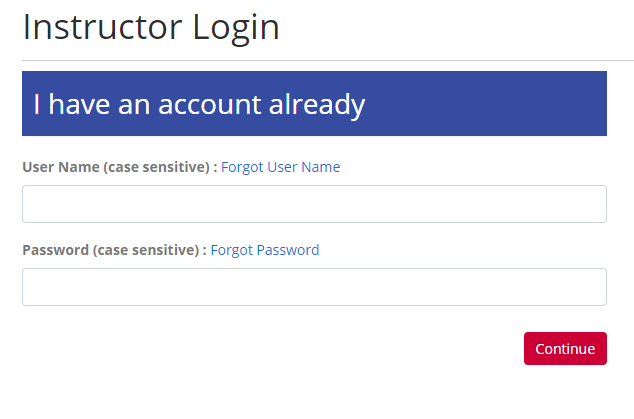 Instructor Portal Login form