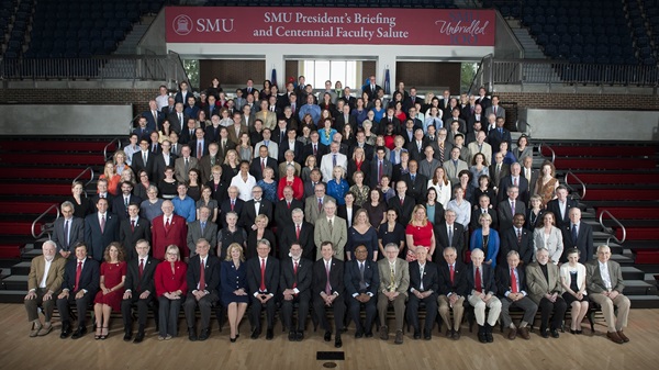 SMU faculty with president