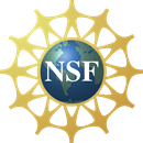 National Science Foundation logo. NSF on a globe surrounded by humans holding hands