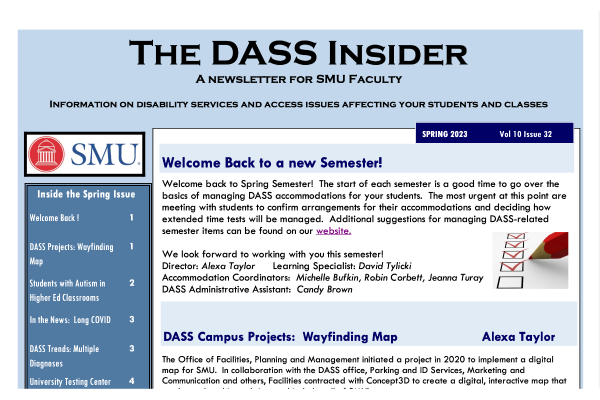 Cover of an issue of DASS Insider Faculty Newsletter