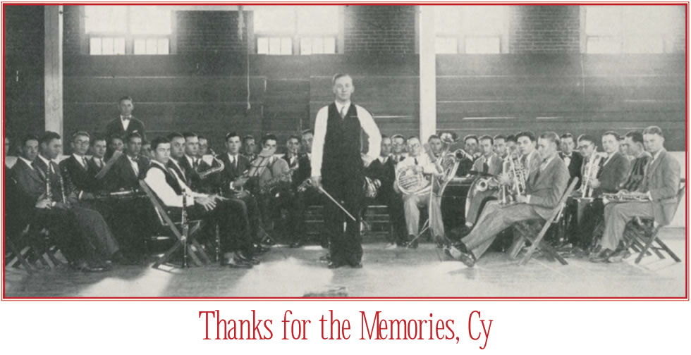 Thanks for the Memories, Cy Barcus -- Cy Barcus pictured with his Mustang Band, 1926