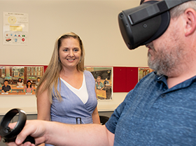 Candace Walkington with VR student
