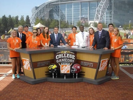 Group of students appearing on ESPN College GameDay pregrame broadcast