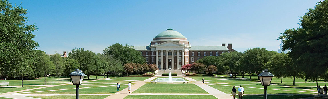 Dallas Hall, SMU's iconic building with a dome, symbolizes the university's classic Georgian style and intellectual tradition.